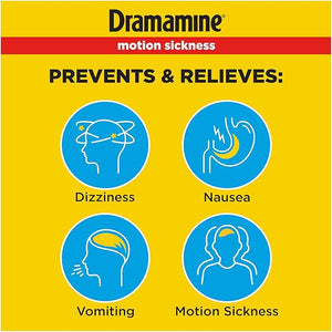 Dramamine Original Motion Sickness Relief Tablets, 36 Count – Fast-Acting Dimenhydrinate 50mg for Nausea, Dizziness, Vomiting, Travel Sickness & Cruise Essentials