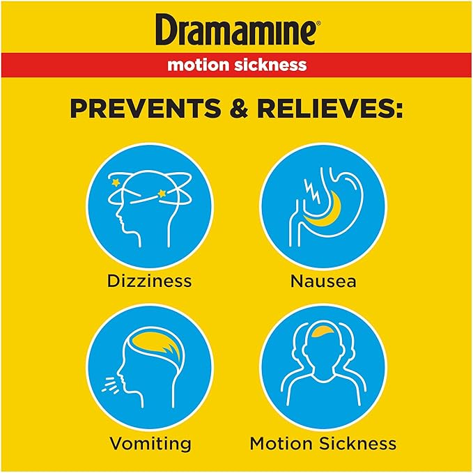 Dramamine Original Motion Sickness Relief Tablets, 36 Count – Fast-Acting Dimenhydrinate 50mg for Nausea, Dizziness, Vomiting, Travel Sickness & Cruise Essentials