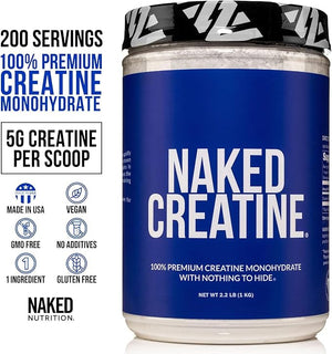 NAKED Pure Micronized Creatine Monohydrate – 1,000g Bulk, 200 Servings, Vegan & Non-GMO