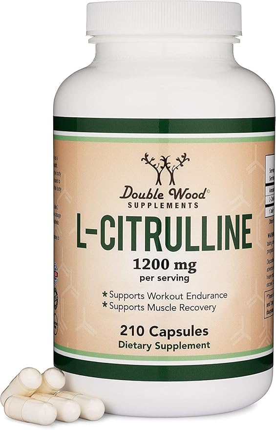 Double Wood L Citrulline Capsules – 1,200mg Per Serving, 210 Count, Nitric Oxide Booster & Muscle Recovery Supplement