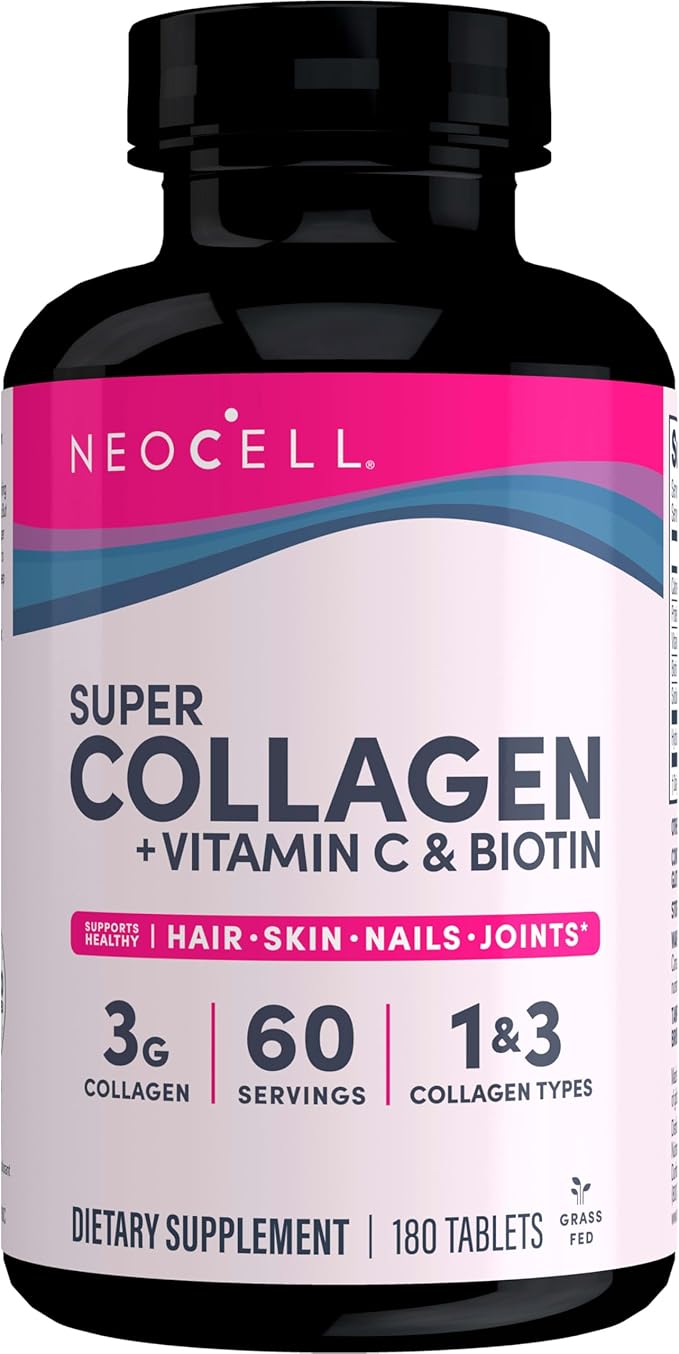NeoCell Super Collagen with Vitamin C & Biotin – Types I & III Hydrolyzed Collagen for Skin, Hair, Nails & Joint Support – Non-GMO, Gluten-Free – 180 Tablets