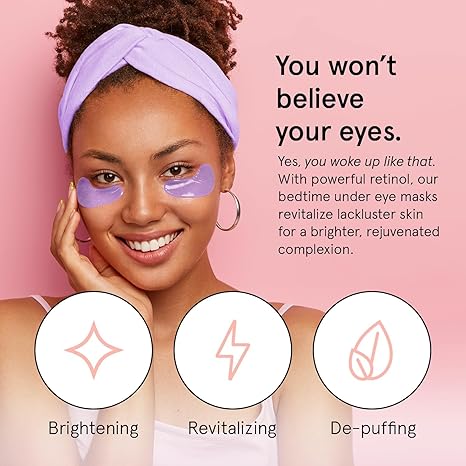 Retinol Under Eye Patches for Dark Circles & Puffy Eyes – grace & stella Restoring Gel Eye Masks with Hyaluronic Acid – Vegan, Cruelty-Free, Anti-Aging Skincare Gift (Purple, 24 Pairs)