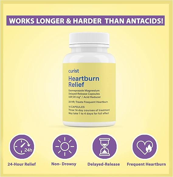 Curist Esomeprazole 20mg Capsules – 84 Count – Delayed-Release Acid Reducer for Frequent Heartburn Relief