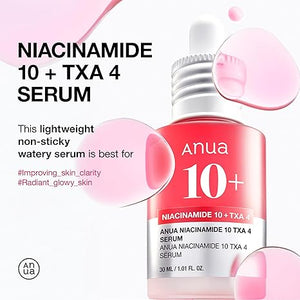 ANUA Niacinamide 10 + TXA 4 Serum, Hyaluronic Acid, Glass Skin Brightening Clarifying Korean Facial Serum, 30ml