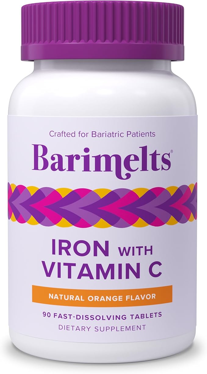 Barimelts Iron with Vitamin C – Fast-Dissolving, Sugar-Free Bariatric Iron for Women – Orange Flavor – 90 Tablets