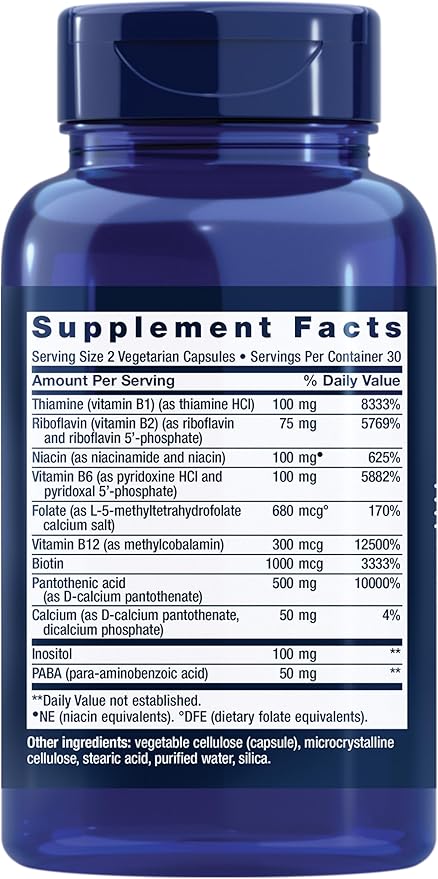 Life Extension BioActive Complete B-Complex – Energy, Heart, Brain & Nerve Support – 60 Vegetarian Capsules