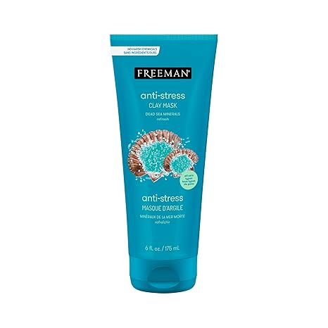 Freeman Anti-Stress Dead Sea Clay Mask – Calming Face Mask with Lavender & Sea Salt for Pore Cleansing & Balance – All Skin Types, Cruelty-Free (6 fl. oz.)
