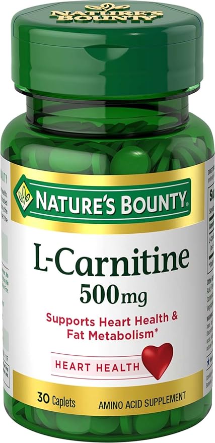 Nature's Bounty L-Carnitine 500mg – Heart Health & Fat Metabolism – Vegetarian, Non-GMO, Gluten-Free – 30 Tablets