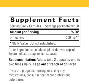 Integrative Therapeutics L-Theanine 200mg – Relaxation & Stress Relief – Vegan, Gluten-Free – 60 Capsules