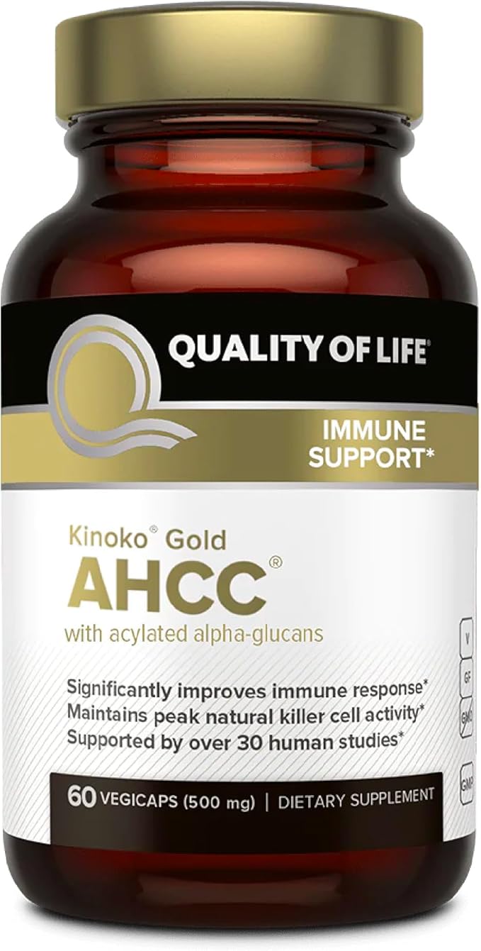 Quality of Life Kinoko Gold AHCC 500mg – Immune, NK Cell & Liver Support – 60 Vegan Capsules