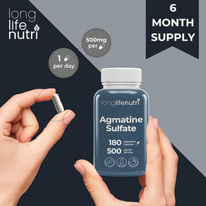 Agmatine Sulfate – 500 mg, 180 Vegetarian Capsules, 6-Month Supply, Made in USA