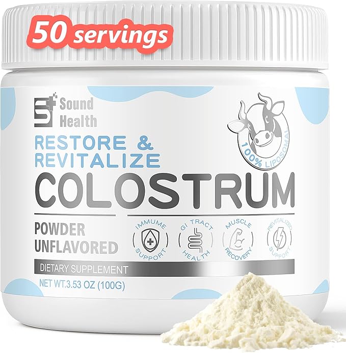 Organic Bovine Colostrum Powder – Grass-Fed, Hormone-Free – Gut, Immune, Hair & Skin Wellness – Unflavored, Non-GMO, Gluten-Free – 50 Servings