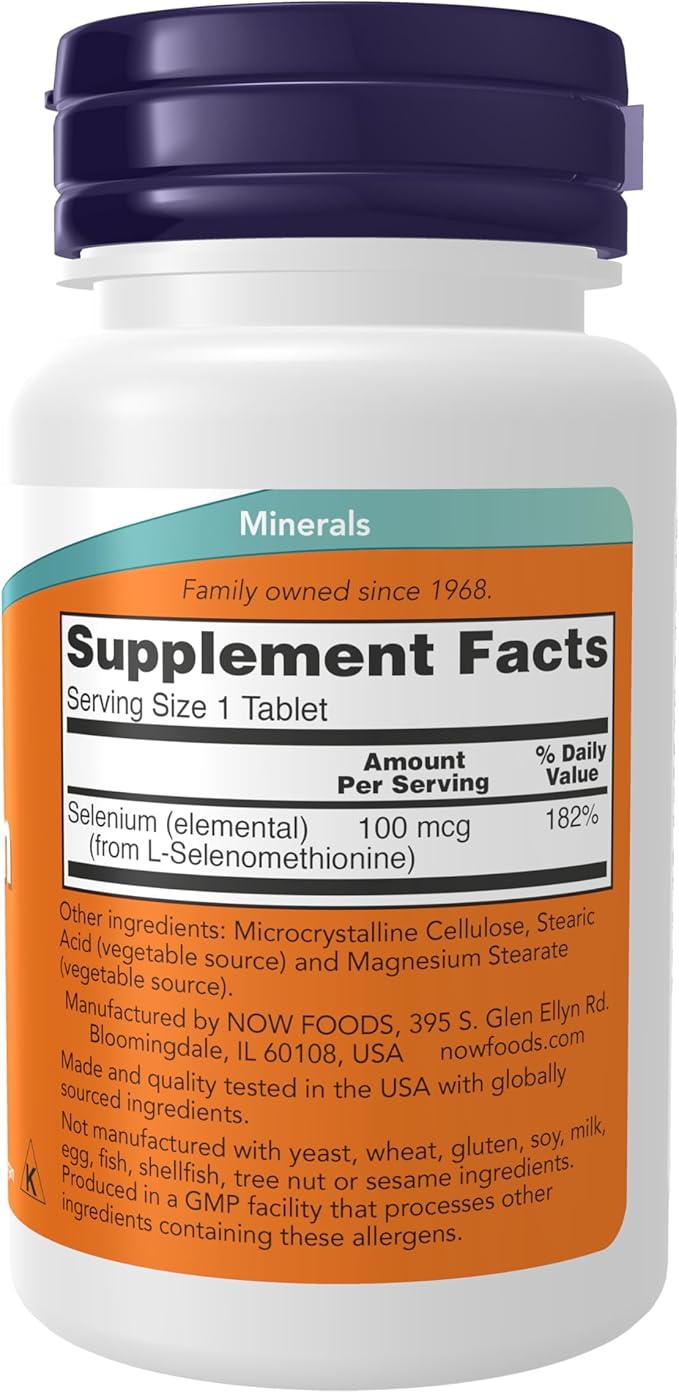 NOW Selenium 100mcg (L-Selenomethionine) – Antioxidant & Immune Support – 100 Vegan Tablets