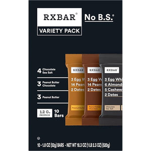 RXBAR Protein Bars Variety Pack – 10 Bars, 18.3 oz Box | Clean, Whole Food Protein Snacks