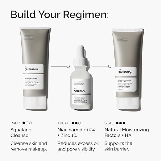 The Ordinary Niacinamide 10% + Zinc 1% Serum for Blemish-Prone, Oily Skin, Pore Minimizing, Oil Control