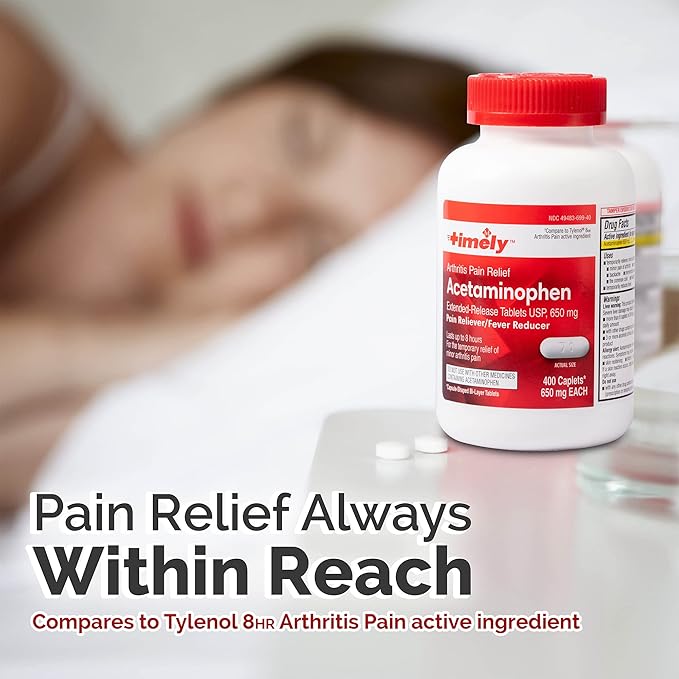 TIME-CAP LABS Timely Acetaminophen 650mg Extended Release – Arthritis & Joint Pain Relief Caplets – 400 Count for Long-Lasting Aches & Fever Relief