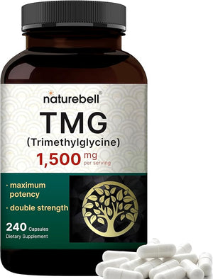 NatureBell TMG Supplements – 1,500mg, 240 Capsules, Max Strength Betaine Anhydrous, Non-GMO, Gluten-Free