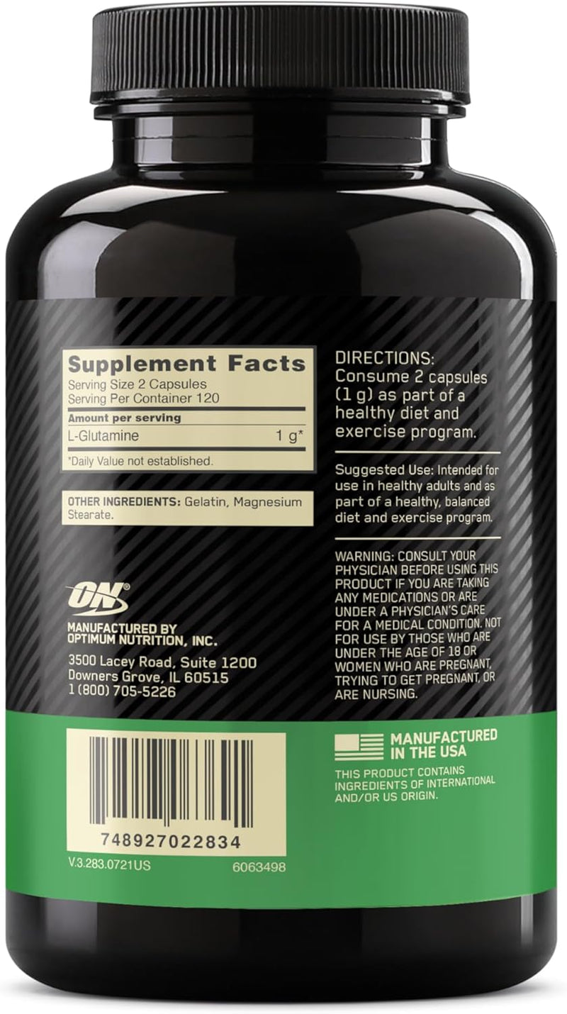Optimum Nutrition L-Glutamine Muscle Recovery Capsules – 1000mg, 240 Count