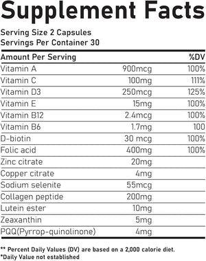 CareGem Multivitamin for Men & Women – Daily Energy, Mood & Vision Support – Collagen, Vitamin D3, Lutein, Zeaxanthin – 60 Capsules
