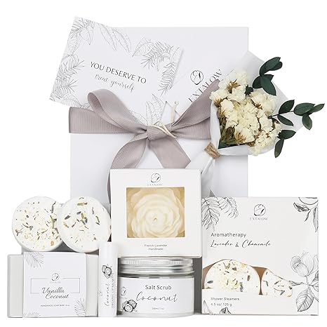 Coconut Lavender Spa Gift Basket for Women, Bath and Body Set, Self Care, Mother’s Day, Birthday