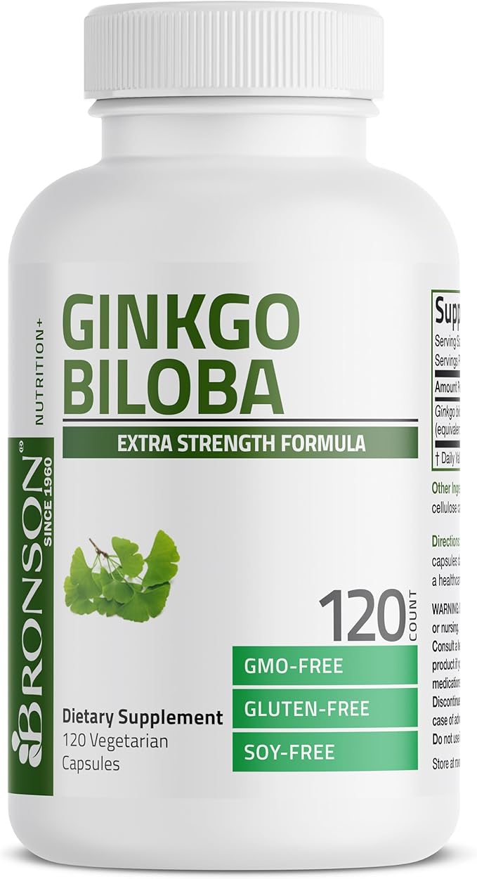 Bronson Ginkgo Biloba Extra Strength – Brain Function & Memory Support – Non-GMO, Gluten-Free, Soy-Free – 120 Vegetarian Capsules