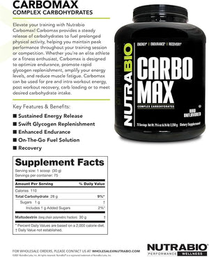 NutraBio CarboMax Maltodextrin Powder – Unflavored, 5 Pounds, 75 Servings, Sustained Energy & Muscle Gain