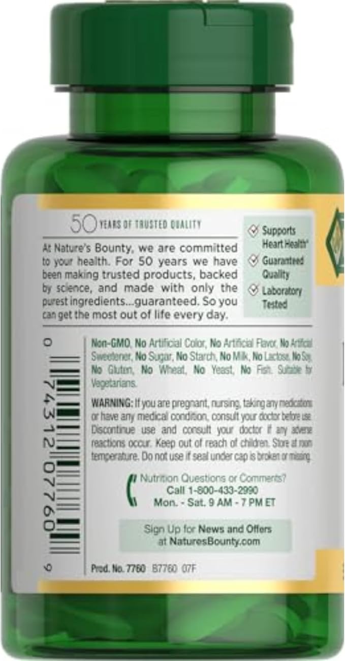 Nature’s Bounty L-Arginine 1000mg – Blood Flow & Vascular Function – Nitric Oxide Booster – Non-GMO, Gluten-Free – 50 Tablets