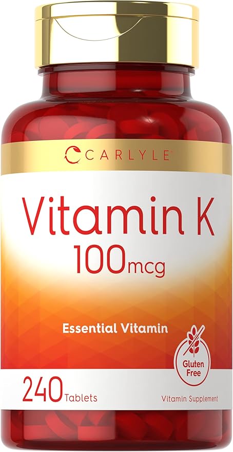 Carlyle Vitamin K 100mcg – Bone, Joint & Blood Clotting Support – 240 Vegetarian Tablets – Non-GMO, Gluten Free