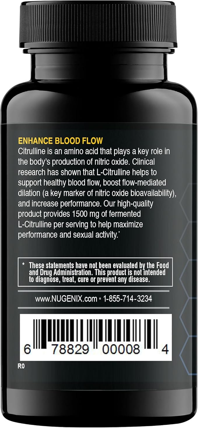 Nugenix Essentials L-Citrulline Supplement – 1500mg, 60 Capsules, Enhanced Blood Flow & Performance
