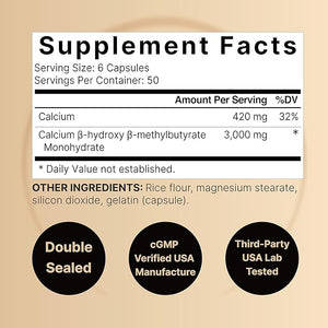 NatureBell HMB – 3,000 mg Per Serving, 300 Capsules, Triple Strength Beta-Hydroxy Beta-Methylbutyrate, Non-GMO