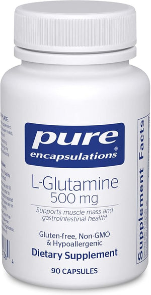 Pure Encapsulations L-Glutamine – 500 mg, Immune & Digestive Support, 90 Capsules, Free-Form L-Glutamine