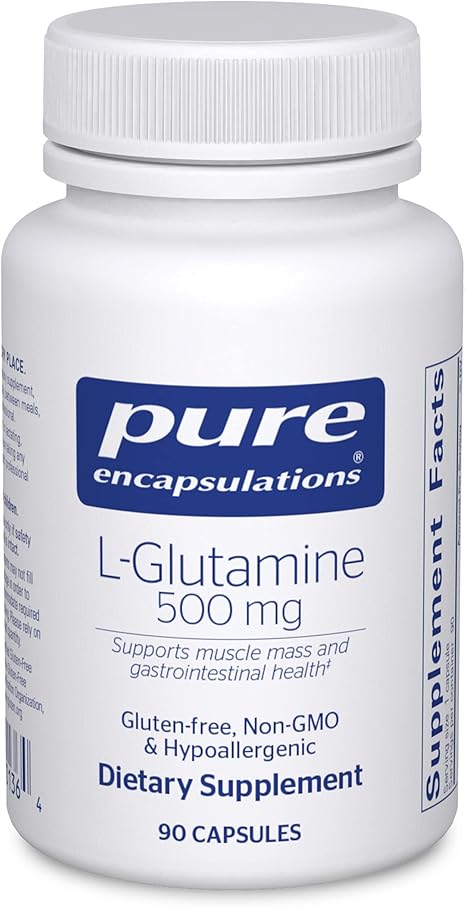 Pure Encapsulations L-Glutamine – 500 mg, Immune & Digestive Support, 90 Capsules, Free-Form L-Glutamine