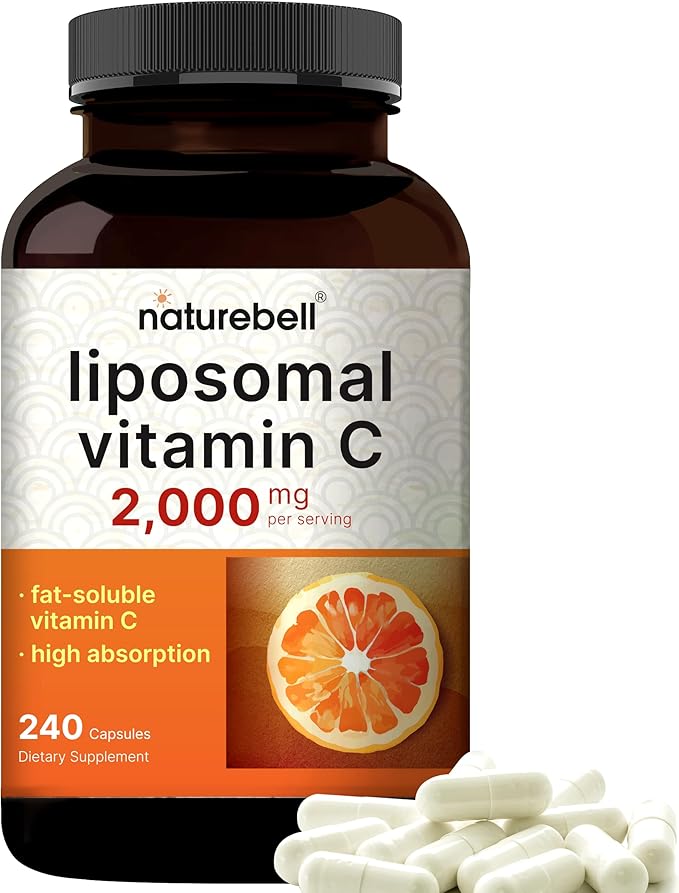 NatureBell Liposomal Vitamin C 2,000mg – High Absorption Immune & Collagen Support – 240 Capsules – Non-GMO