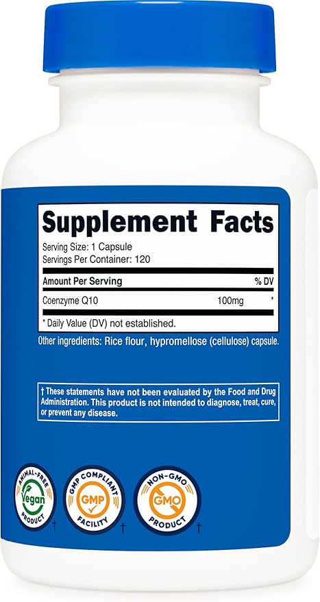 Nutricost CoQ10 100mg – High Absorption Heart & Energy Support – Non-GMO, Gluten-Free – 120 Vegetarian Capsules