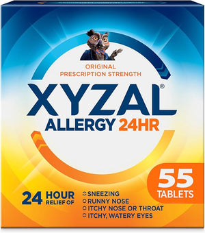 Xyzal 24 Hour Allergy Relief Tablets – Original Prescription Strength Antihistamine, Levocetirizine 5 mg, 55 Count