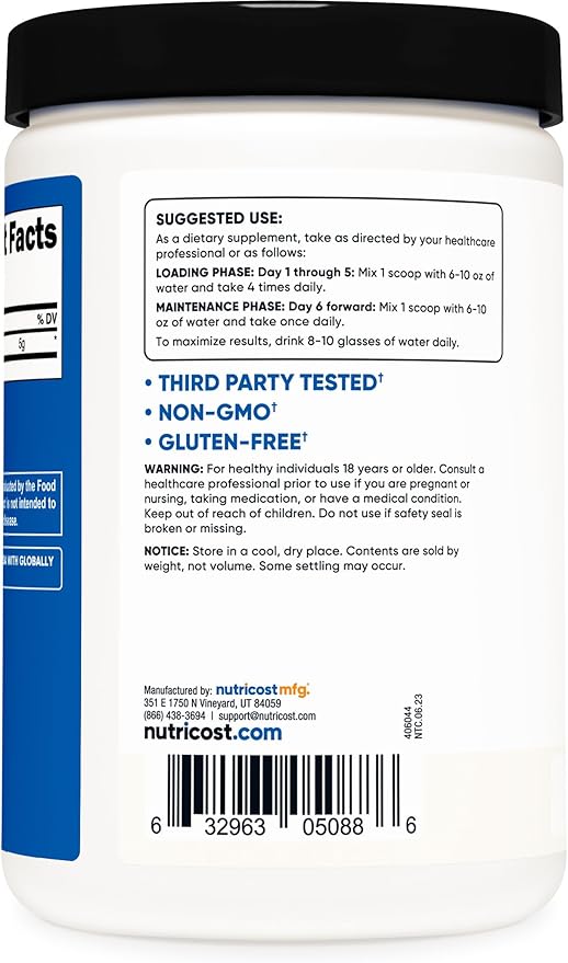Nutricost Creatine Monohydrate Micronized Powder – 500g, 5g Per Serving, 100 Servings