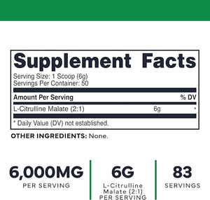 Type Zero L-Citrulline Malate Powder 2:1 6X – 300g, 6000mg Per Serving, Unflavored, Nitric Oxide Booster