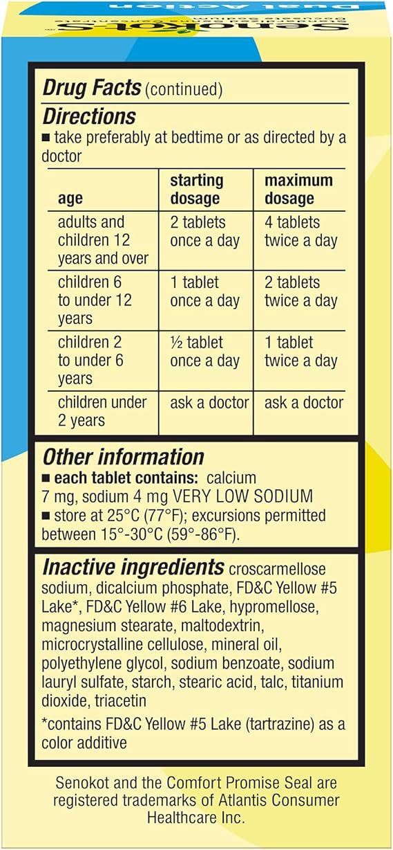 Senokot-S Dual Action Laxative & Stool Softener – 30 Tablets – Natural Overnight Constipation Relief for Adults & Kids 2+