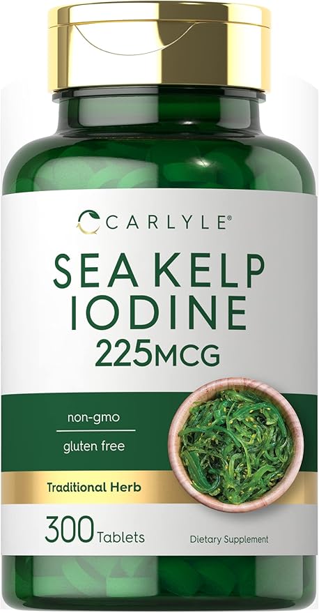 Carlyle Sea Kelp Iodine 225mcg – Thyroid & Metabolism Support – 300 Tablets