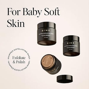DIME Beauty Whipped Exfoliating Mask – Lactic & Salicylic Acid Face Scrub, Dual Action AHA BHA Cleanser, Vegan, Clean Beauty, 2 oz