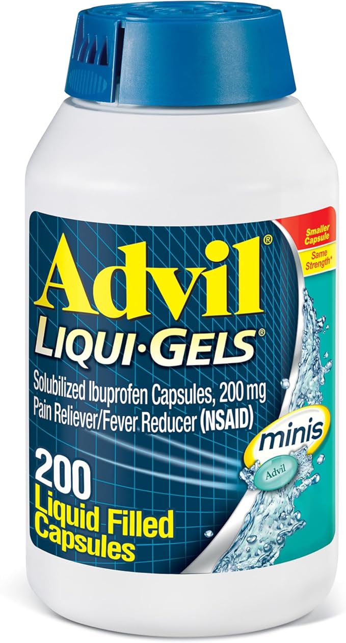 Advil Liqui-Gels Minis – 200 Count – Pain Reliever & Fever Reducer for Adults with Ibuprofen 200mg – Fast-Acting Liquid Capsules