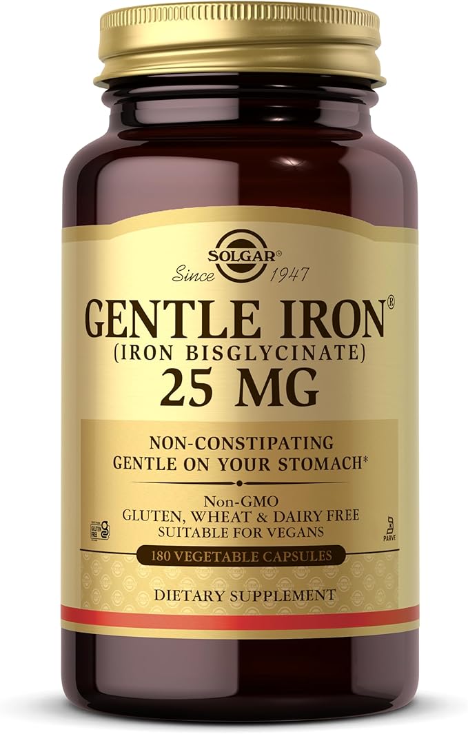 Solgar Gentle Iron 25mg – Non-Constipating, Vegan Red Blood Cell Support – 180 Capsules