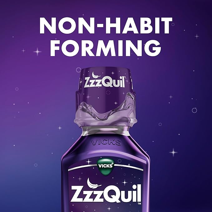 ZzzQuil Nighttime Sleep Aid Liquid – Warming Berry Flavor – 50mg Diphenhydramine – Non-Habit Forming – 12 fl oz (Pack of 2)