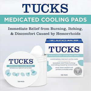 TUCKS Medicated Cooling Pads, 100 Count – Witch Hazel Hemorrhoid Relief & Postpartum Care Wipes