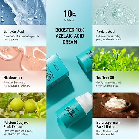 Azelaic Acid Acne Spot Treatment Cream – Cystic, Hormonal, Face & Body, 1.8oz