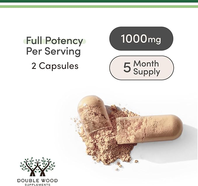 Double Wood Maca Root Capsules 1000mg – Black, Red & Yellow Maca for Energy, Performance & Mood Support – Non-GMO, Gluten-Free – 300 Capsules