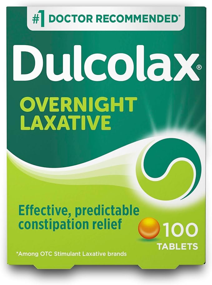 Dulcolax Stimulant Laxative Tablets – 100 Count | Fast & Predictable Constipation Relief | Bisacodyl 5mg | Comfort-Coated, Doctor Recommended