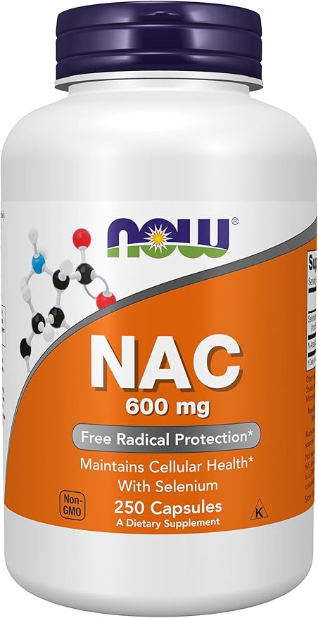 NOW NAC 600mg with Selenium & Molybdenum – Antioxidant & Immune Support – Cellular Health Formula – Non-GMO, Gluten-Free – 250 Veg Capsules