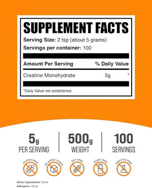 Creatine Monohydrate Powder – Micronized, Unflavored, 500g, 5g Per Serving