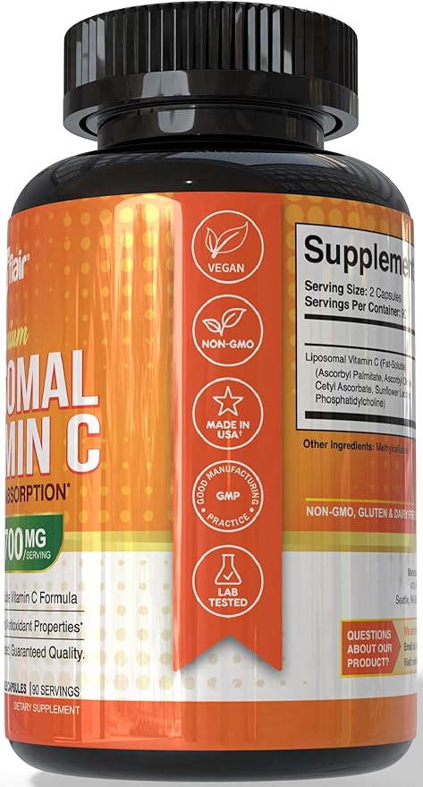Nutriflair Liposomal Vitamin C 1700mg – Enhanced Absorption, Immune & Antioxidant Support – 180 Capsules